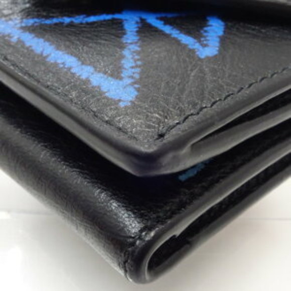 BALENCIAGA Paper Mini Wallet Trifold Leather Black Greffiti - Picture 2 of 8